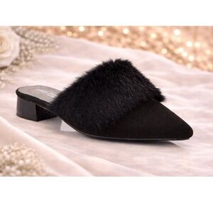 Henry Ferrera Black Fur Mules